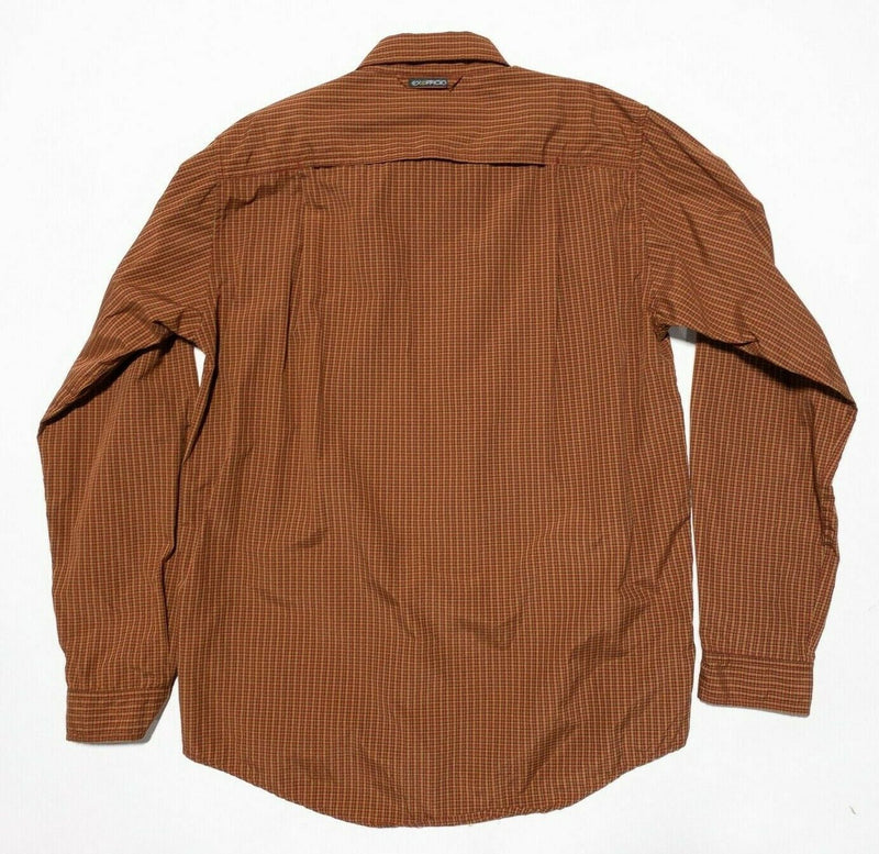 ExOfficio Shirt Medium Snap-Front Vented Fishing Outdoor Hiking Orange Plaid Men
