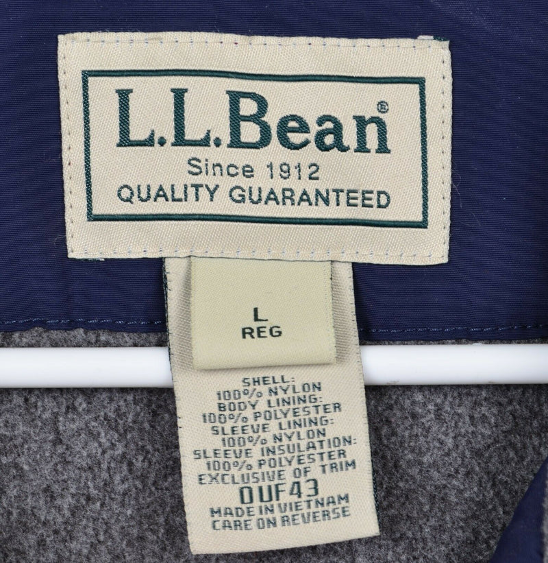 LL Bean Men's Large Fleece Lined Navy Blue Full Zip Warm-Up Jacket 0UF43