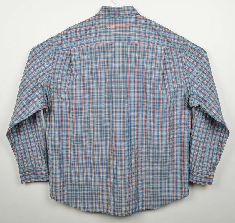 Duluth Trading Co Men's XL Polyester Nylon Blue Plaid Fishing Button-Front Shirt