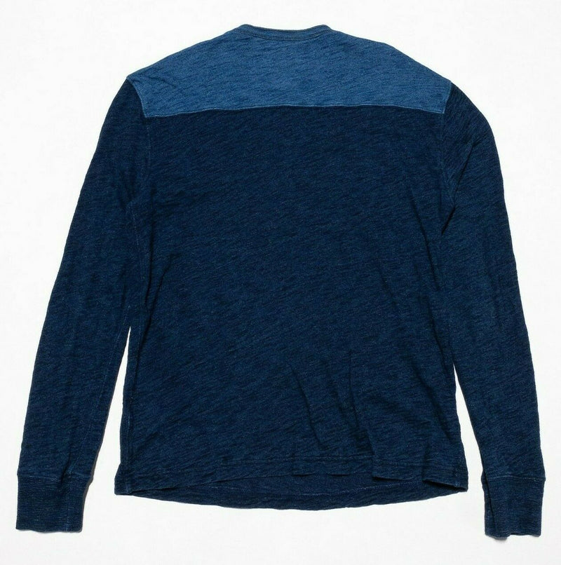 Wallace & Barnes Indigo Henley Long Sleeve Shirt Blue Two-Tone Men's Medium