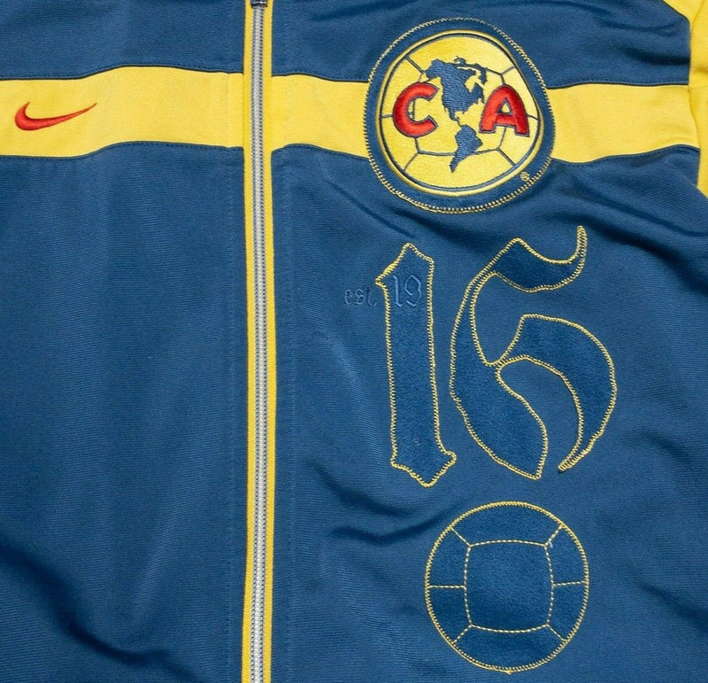 Club America Nike Yellow Blue Full Zip Track Warm-Up Soccer Jacket Men's Large