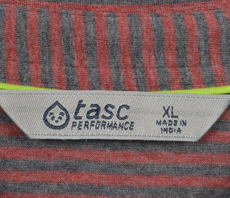 Tasc Performance Men's XL Bamboo Red Gray Striped Soft Stretch Polo Shirt