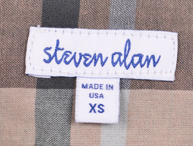Steven Alan Men's Sz Extra Small XS Orange Red Brown Plaid Long Sleeve USA Shirt