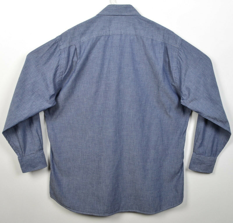 Gitman Bros Men's 17-33 (XL) Blue Chambray Spread Collar USA Dress Shirt