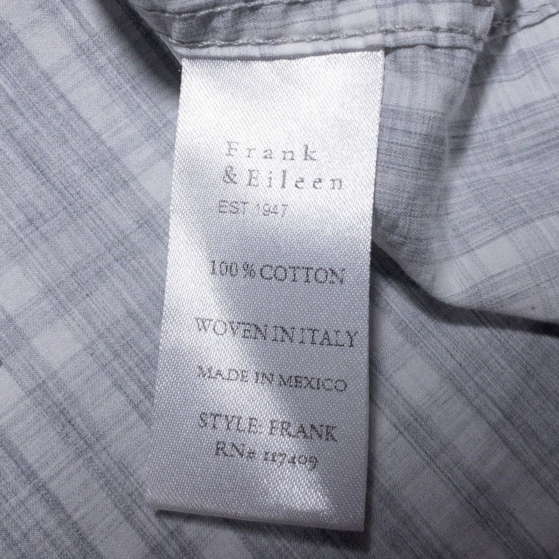 Frank & Eileen Frank Shirt Women's Medium Oversized Gray White Plaid Check
