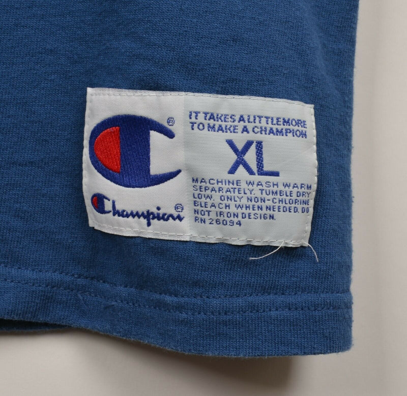 Vtg 90s Champion Men's Sz XL Spell Out Logo Blue Sleeveless Tank Top