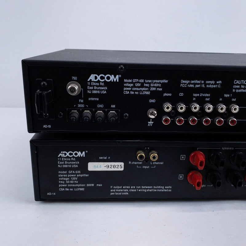 Adcom GFA-535 II Power Amplifier and Adcom GTP-400 Preamp FOR PARTS