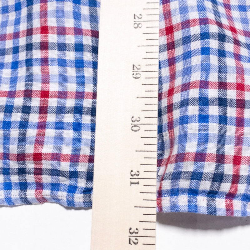 Polo Ralph Lauren Linen Shirt Men's Large Button-Up Long Sleeve Blue Red Check