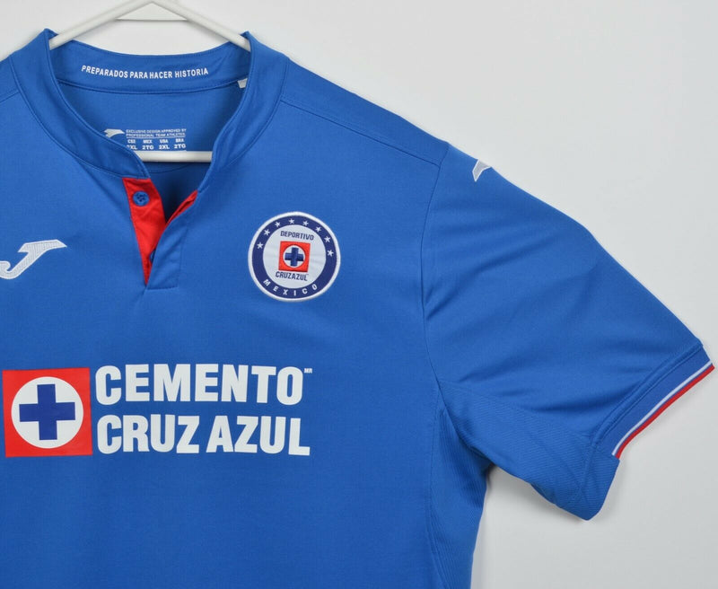 Cruz Azul Men's 2XL Joma Blue Red Henley Collar Soccer Football Jersey