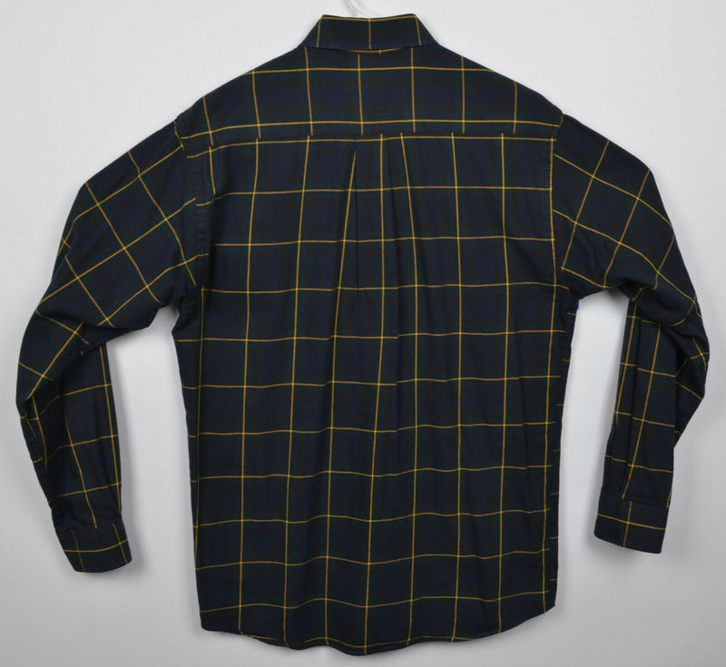 Viyella Men's Medium Cotton Wool Blend Black Plaid Button-Down Flannel Shirt
