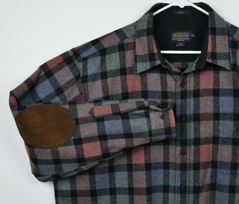 Pendleton Men 2XL Wool Elbow Pads Multi-Color Plaid Archives Flannel Trail Shirt