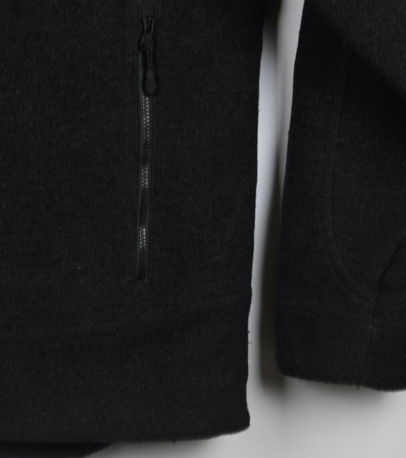 LL Bean Men's XL Wool Blend Solid Dark Gray Fleece Lined Full Zip Jacket