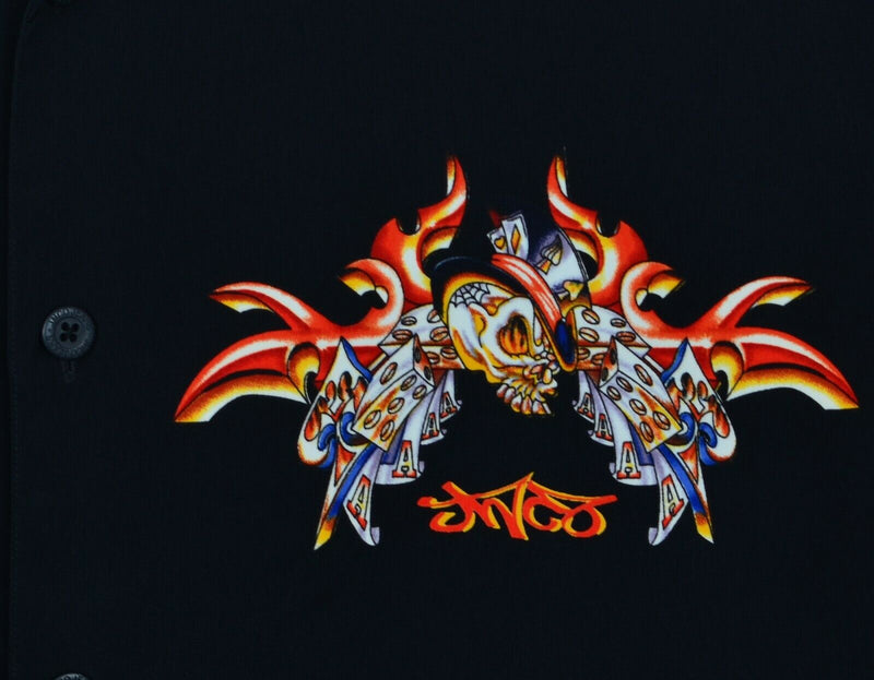 Vtg 90s JNCO Men’s Sz Medium Skull Flames Spades Skate Street Shirt