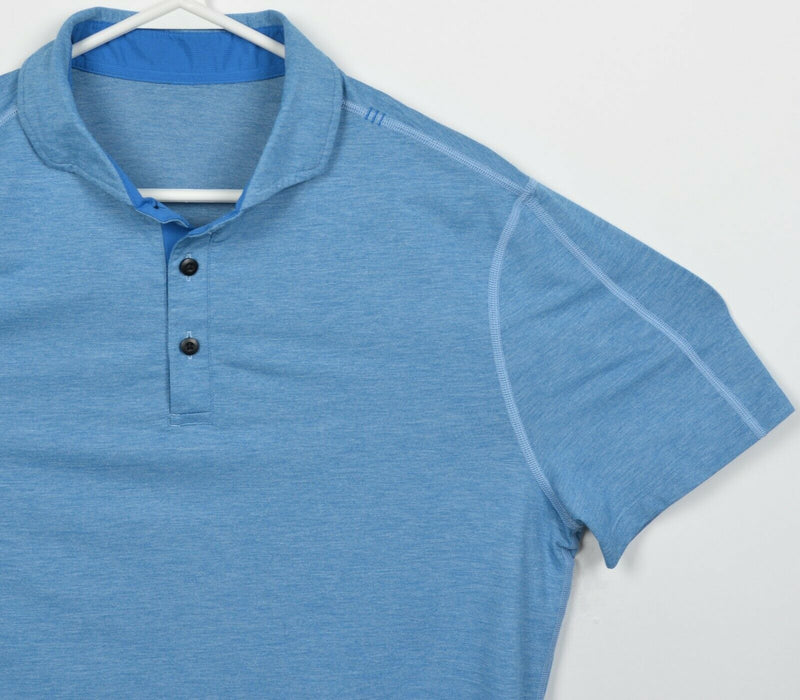 Lululemon Men's Large? Heather Blue Spread Collar Athleisure Wicking Polo Shirt