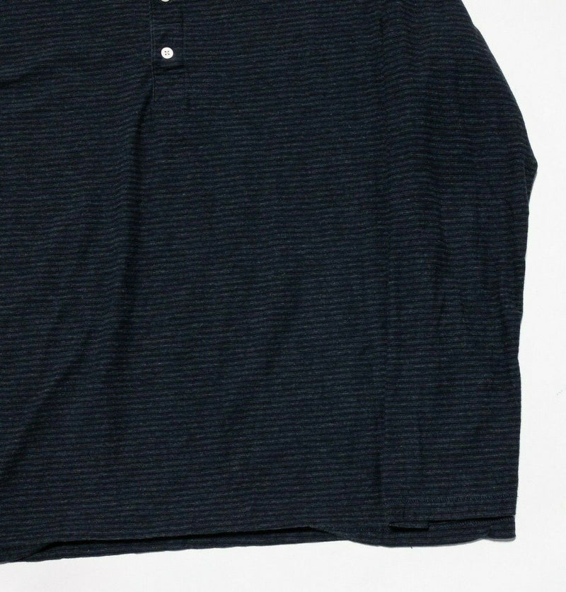 Billy Reid Henley Shirt XL Men's Long Sleeve Blue Striped Cotton Blend 3-Button