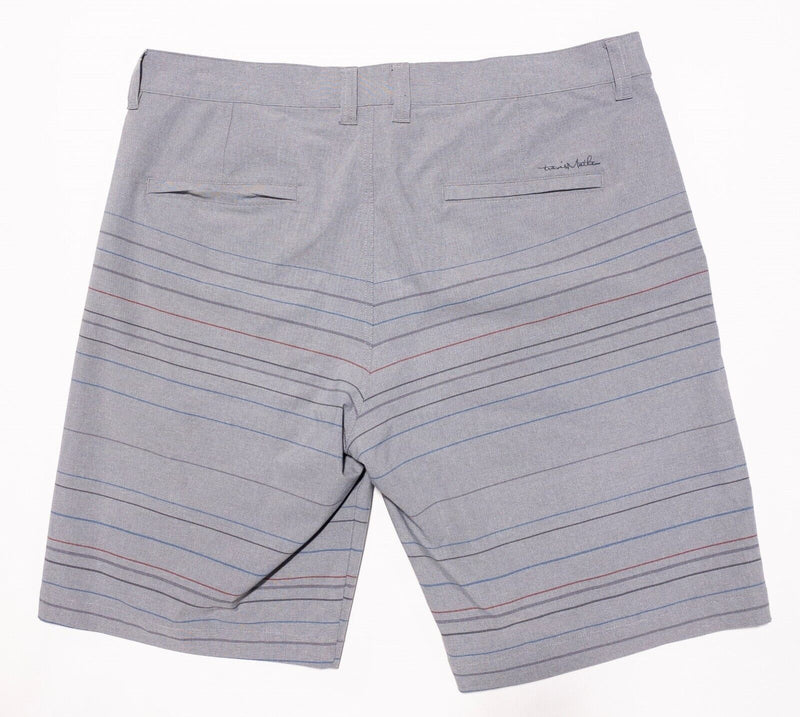 Travis Mathew Shorts Men's Fits 37 Golf Performance Gray Striped Wicking