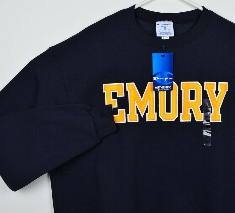 Emory University Men's XL Champion Eco Navy Blue Crew Neck Y2K Sweatshirt