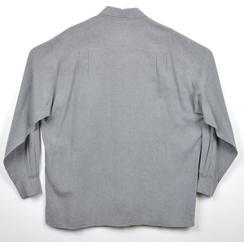 Ermenegildo Zegna Men's 2XL 100% Lyocell/Rayon Gray Striped Made in Italy Shirt