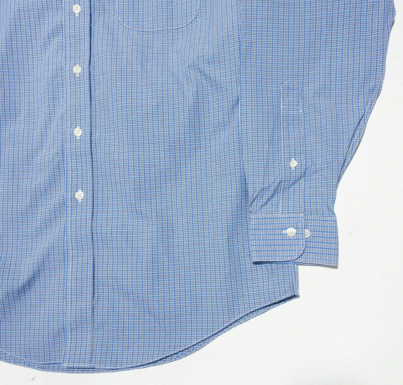 Brooks Brothers Non-Iron Button-Down Shirt Blue Plaid Men's Medium Regular Fit