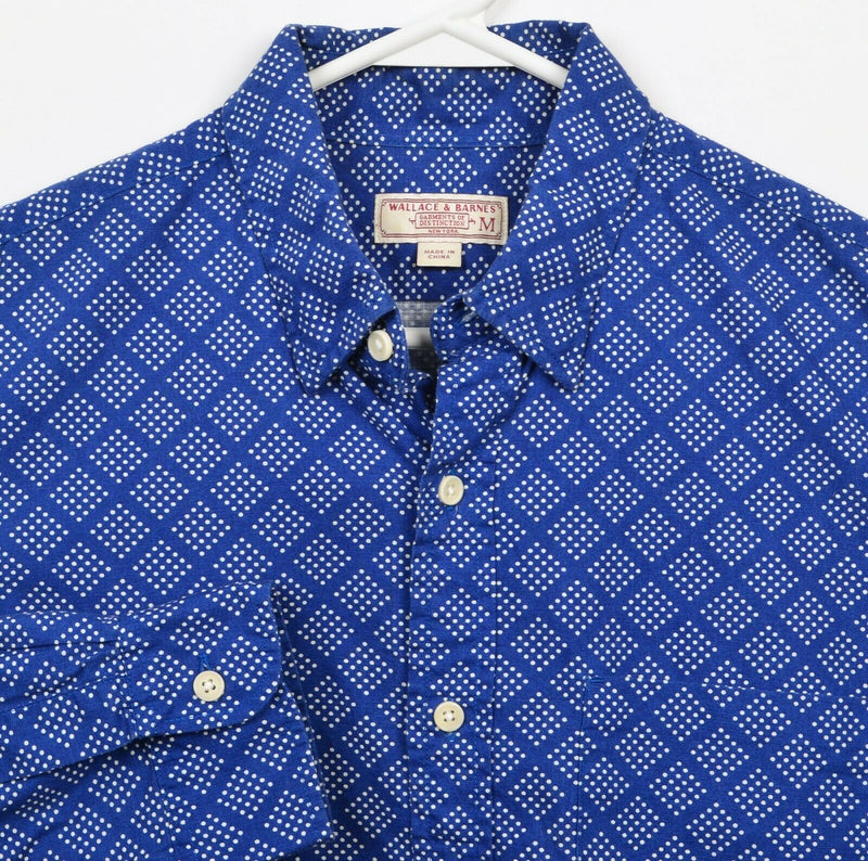 Wallace & Barnes Men Medium Blue Polka Dot Geometric J. Crew Button-Front Shirt