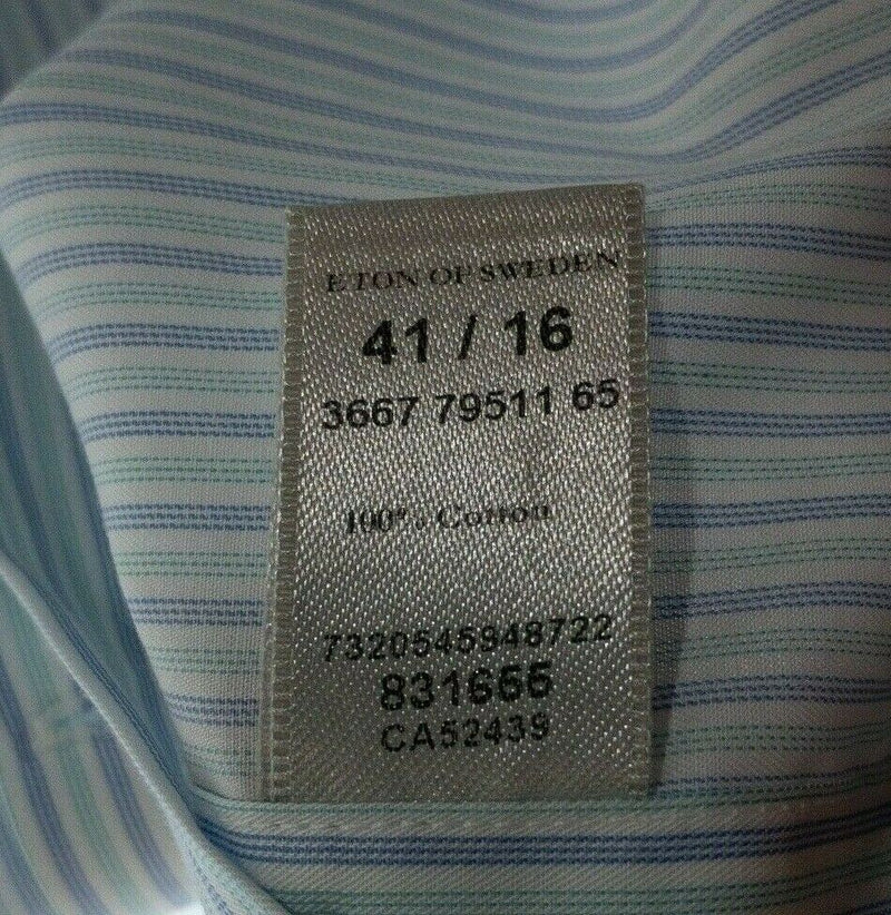 Eton Men's 16/41 Slim Blue Pinstripe Button-Front Dress Shirt