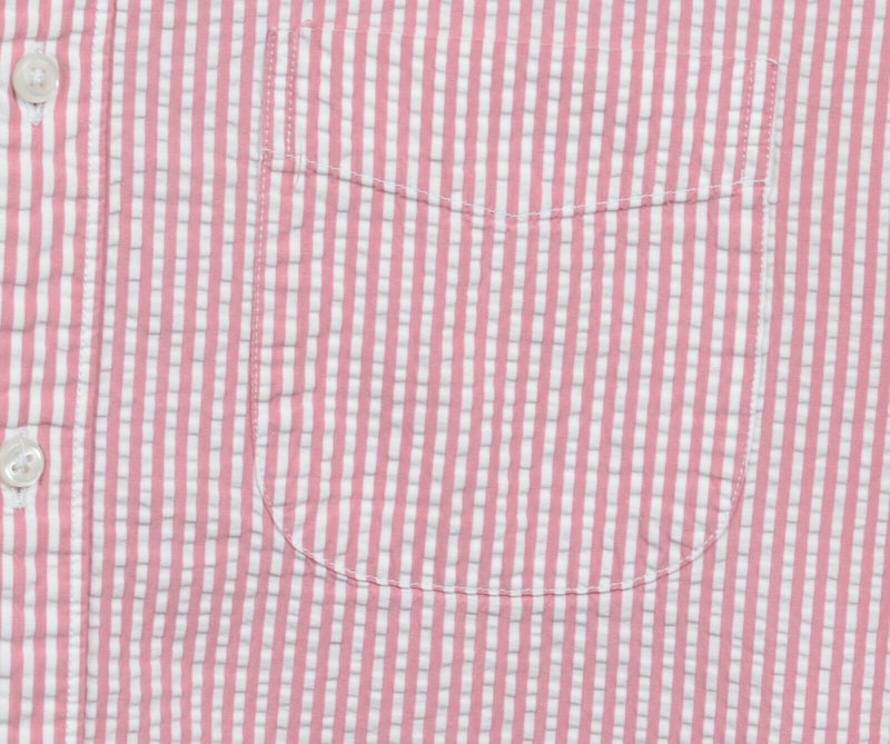 J. Crew Men's Small Seersucker Pink Pinstripe S/S Classic Button-Down Shirt