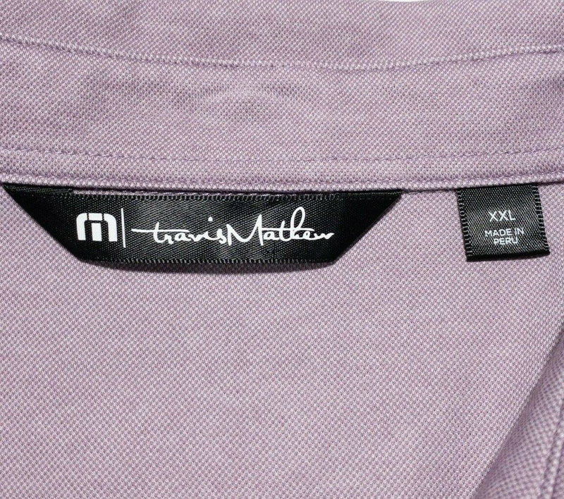 Travis Mathew Golf Polo 2XL Men's Purple Striped Pocket Pima Cotton Blend