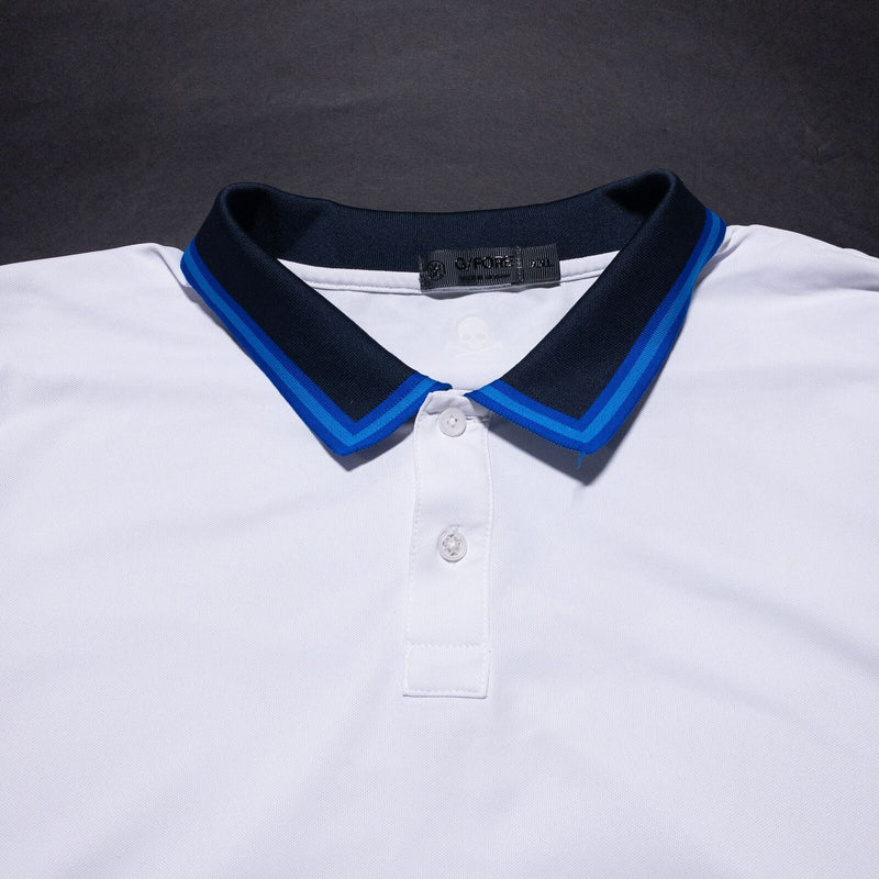 G/Fore Golf Polo Shirt Men's 2XL White Black Blue Accent Wicking Stretch