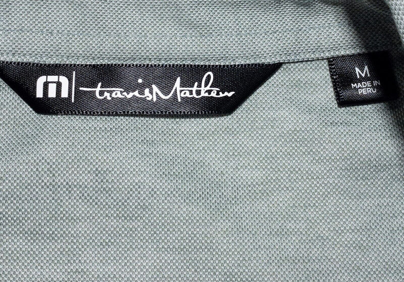 Travis Mathew Polo Medium Mens Shirt Gray Striped Pima Cotton Poly Blend Wicking