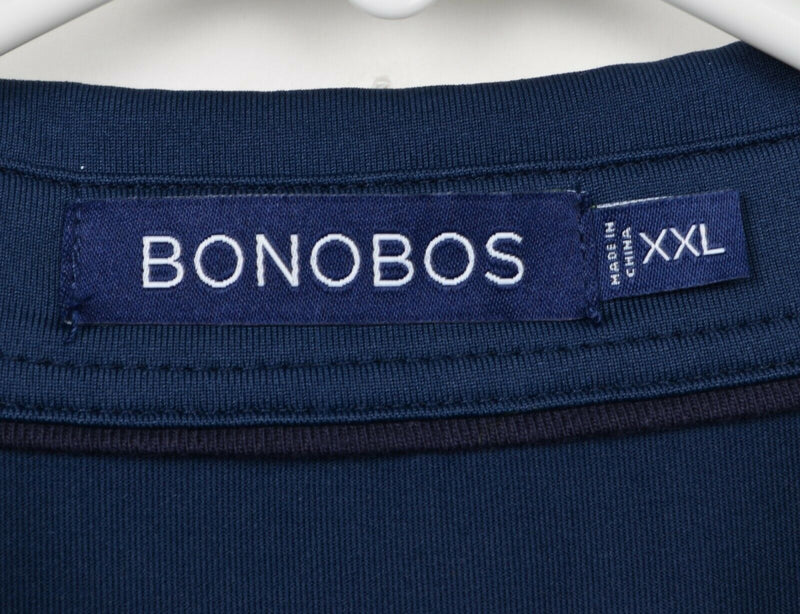 Bonobos Men's Sz 2XL Solid Navy Blue Logo Collar Polyester Golf Polo Shirt