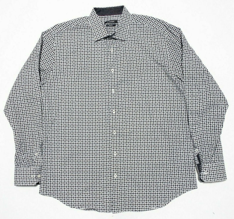 BUGATCHI Flip Cuff Black White Geometric Monochrome Shirt Men's 2XL?