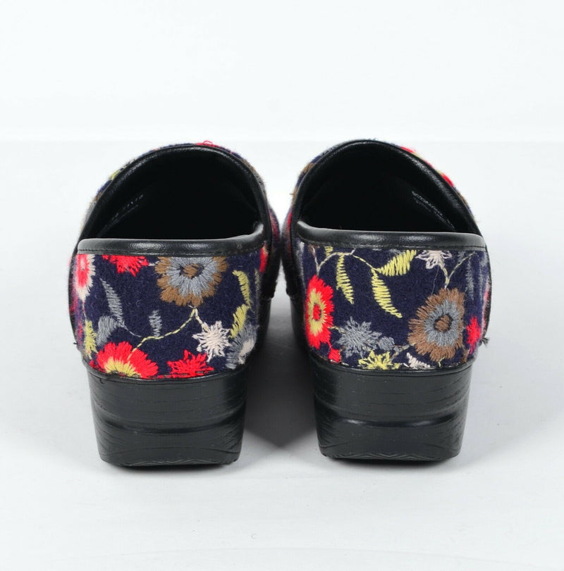 Dansko Felt Pro Women's 39 Navy Blue Floral Casual Professional Mule Clogs