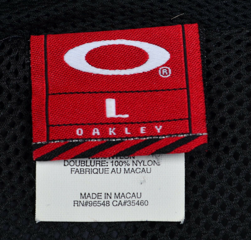 Oakley Men's Large Full Zip Hooded Solid Packable Black Rain Shell Jacket