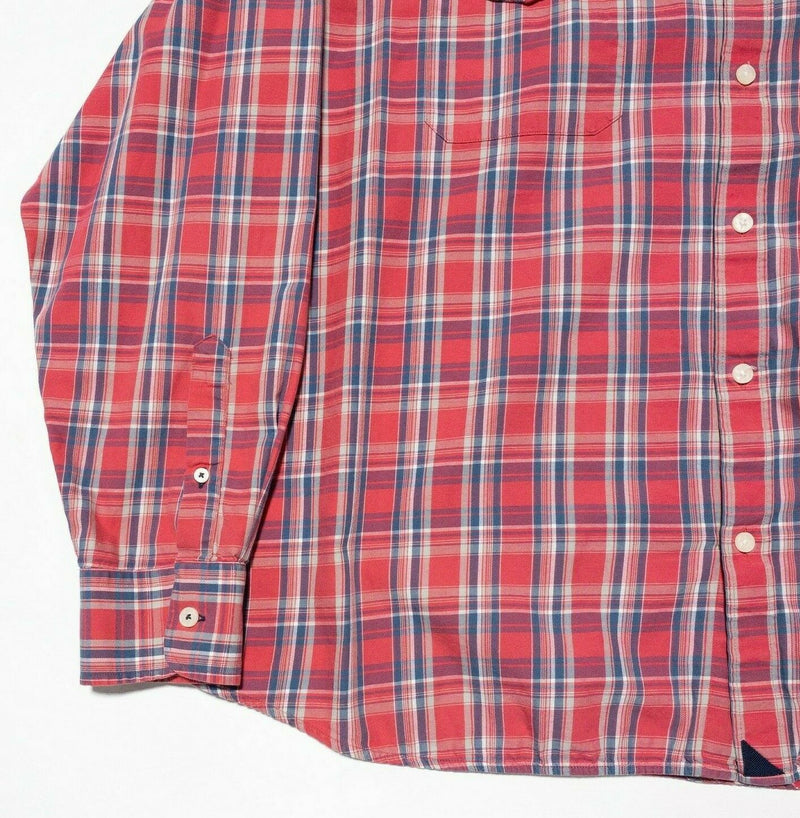 UNTUCKit Men's 3XL Classic (4XL) Red Blue Plaid Casual Button-Front Shirt