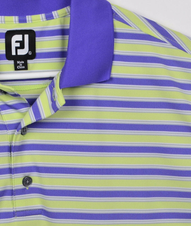 FootJoy Men's Sz XL Purple Green Striped Short Sleeve Golf Polo Shirt