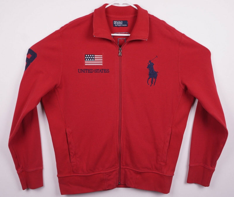 Polo Ralph Lauren Men's XL? USA Big Pony Red Full Zip Sweatshirt Jacket