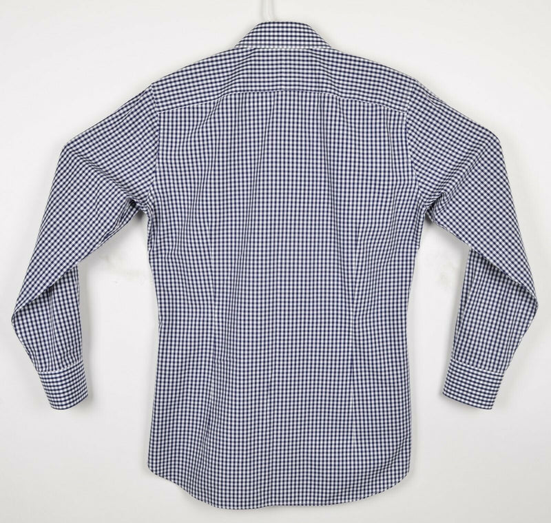 Bonobos Wrinkle-Free Men's 15/33 Tailored Slim Fit Navy Blue Gingham Dress Shirt