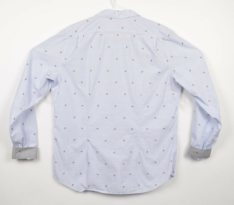 Paul Smith Men's XL Slim Fit Watermelon Blue Flip Cuff Fruit Button-Front Shirt