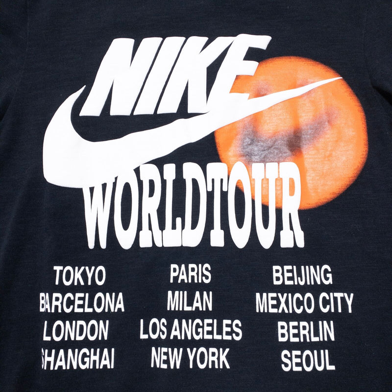Nike Sportswear World Tour Shirt Men's Small Long Sleeve Graphic Black Globe