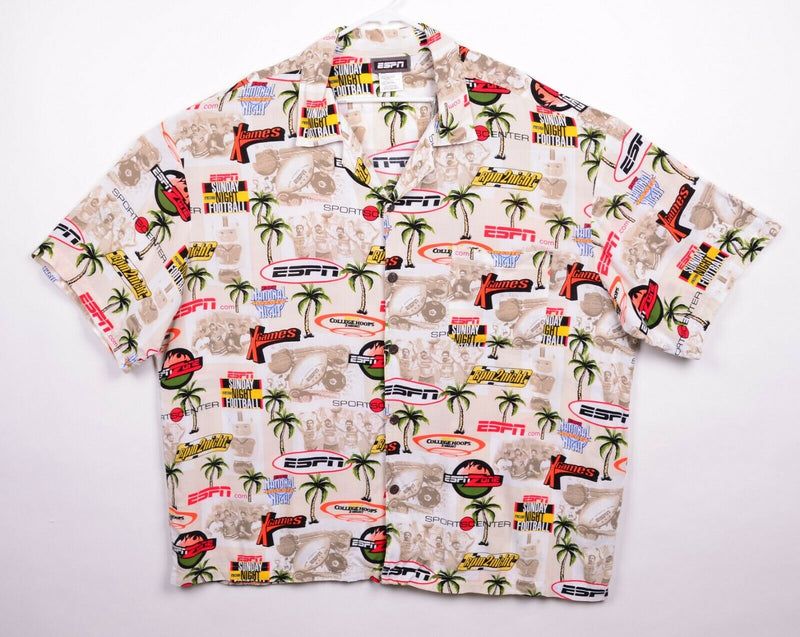 ESPN Men's Sz 2XL 100% Rayon SportsCenter Football Hawaiian Aloha Camp Shirt