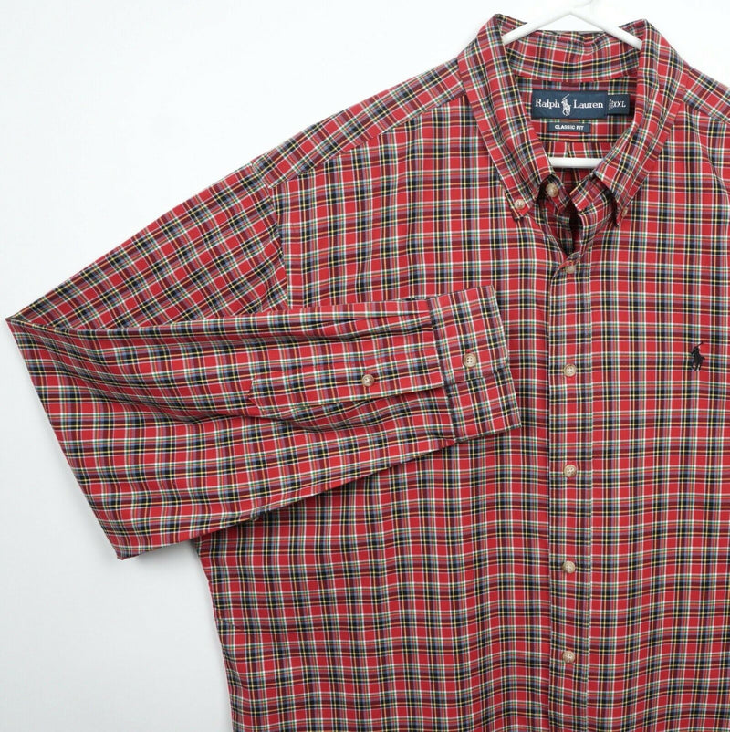 Polo Ralph Lauren Men's 2XL Classic Fit Red Plaid Long Sleeve Button-Down Shirt