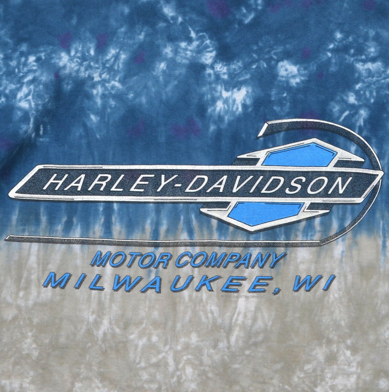 Vintage 90s Harley-Davidson Men's Sz XL? Ol' Boy Motorcycle Chrome Tie Dye Shirt