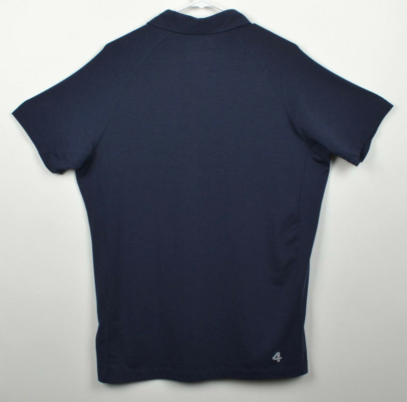 Fourlaps Men's Sz Large Polyester Wool Blend Navy Blue Athleisure Polo Shirt