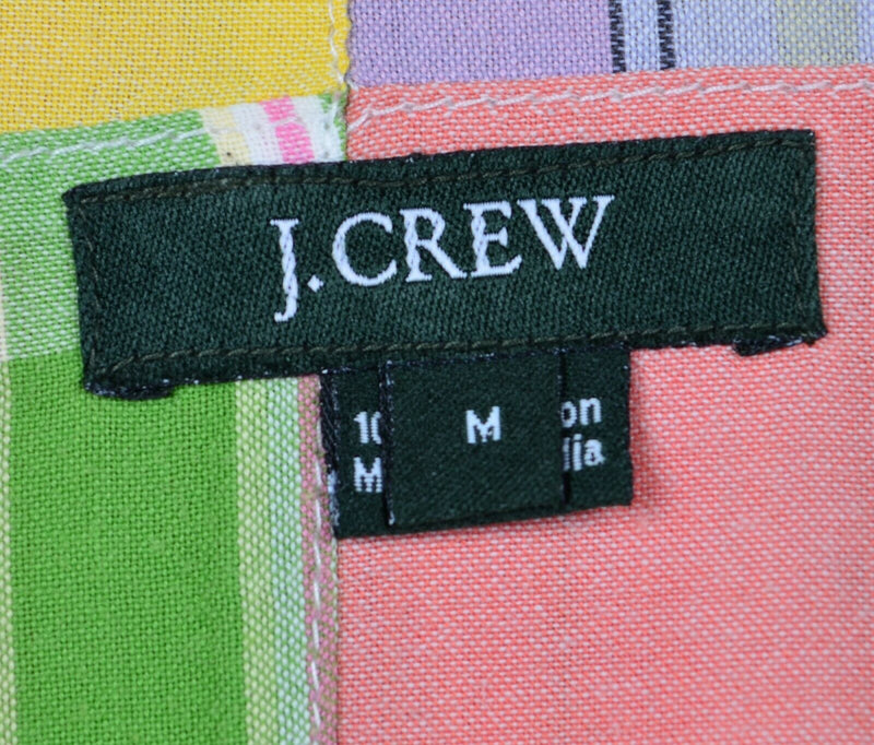 J. Crew Men's Medium Patchwork Plaid Indian Madras Bright Pastel Quilt Shirt