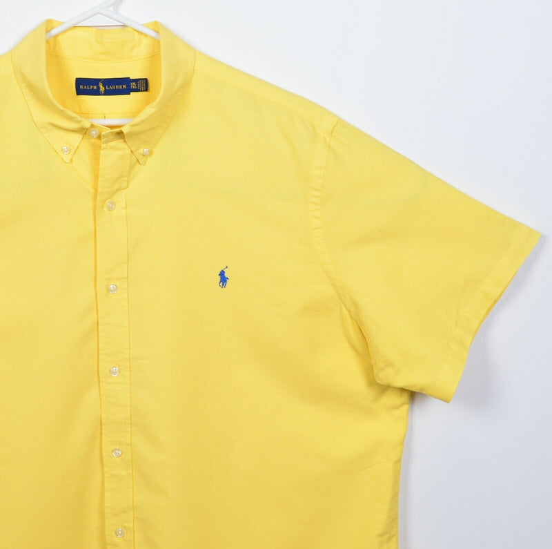 Polo Ralph Lauren Men's 2XL Solid Yellow Pony Short Sleeve Button-Down Shirt