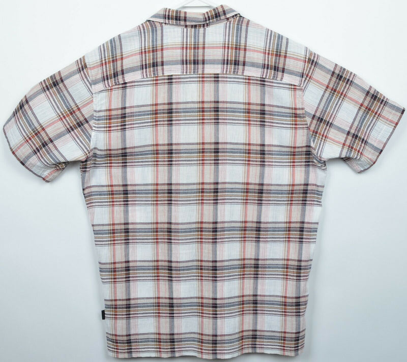Patagonia Men's Medium A/C Orange White Plaid Hot Weather Button-Front Shirt