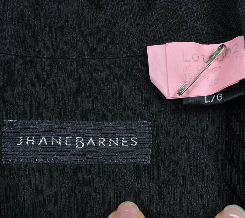 Jhane Barnes Men's Large Silk Linen Shiny Striped Party Disco Button-Front Shirt