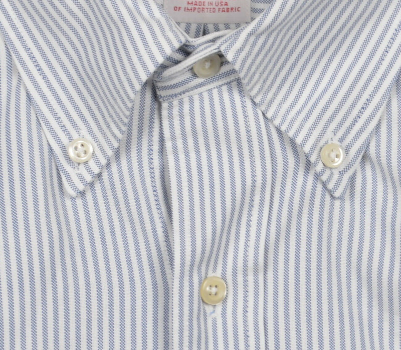 Brooks Brothers Men 16.5/35 Traditional Fit Blue Striped Button-Down Dress Shirt