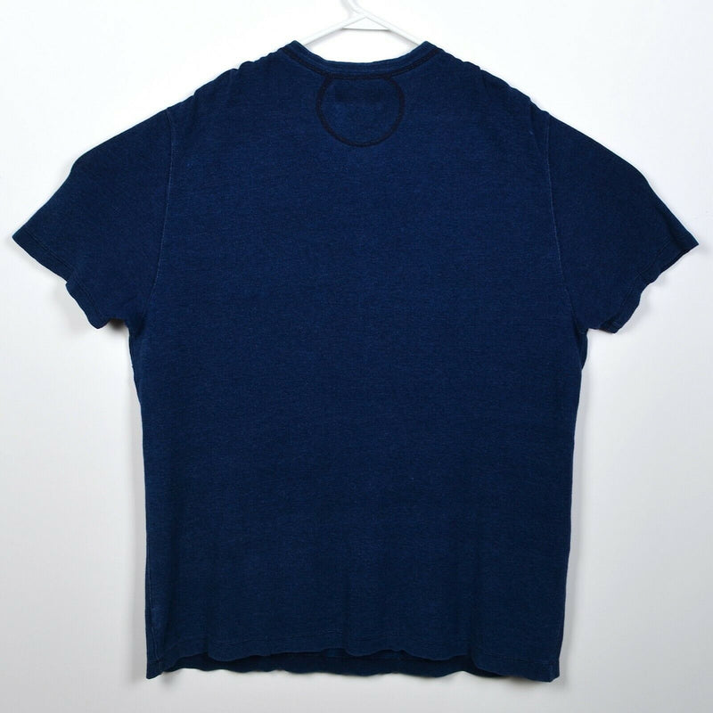 Polo Ralph Lauren Men's XL Henley Collar Navy Blue Indigo Short Sleeve Shirt