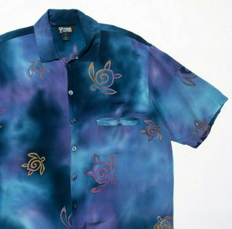 Tropical Tantrum Hawaiian Shirt Men's XL Floral Turtle Colorful Tie Dye Aloha